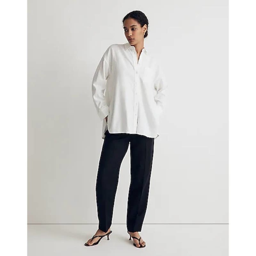 Madewell Linen Blend White Oversized Shirt Women's NWT Size XS Long Sleeve